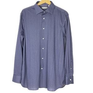 Daniel Cremieux Signature Collection Blue Geometric Long Sleeve Button Up‎ Sz L